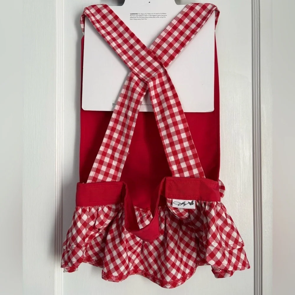 NWT Doggy Parton Red Gingham Overalls Dress Sz: Large 2 & XXL: 1
